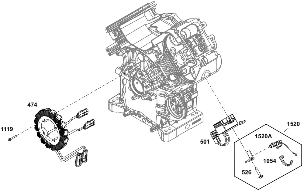 Alternator Group Diagram and Parts List for 61G277-0034-J1  Briggs and Stratton Engine